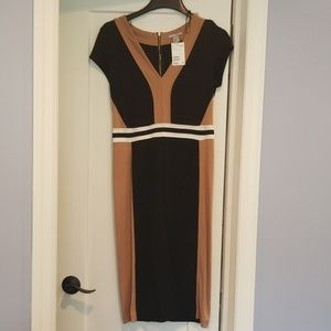 New with Tags, H&M Black and Tan Sheath Dress sz L